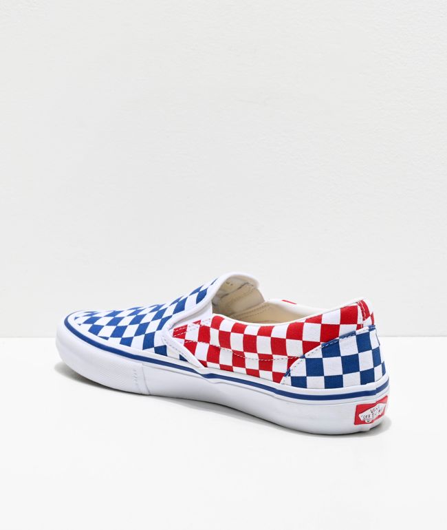 red white and blue slip on shoes
